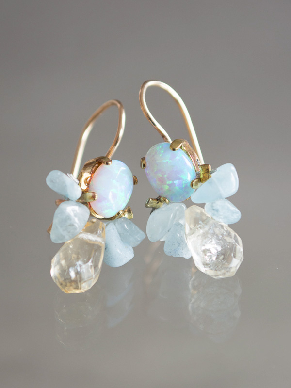 earrings Bee opal, aquamarine, citrine